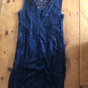 Blue sequin and lace dress